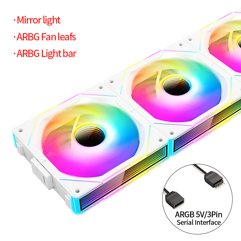 Teucer JM-1 PC boîtier ventilateur miroir Cycle ARGB 120mm 12v/4Pin PWM châssis à faible bruit refroidissement par eau ventilateur paquet unique avec câble