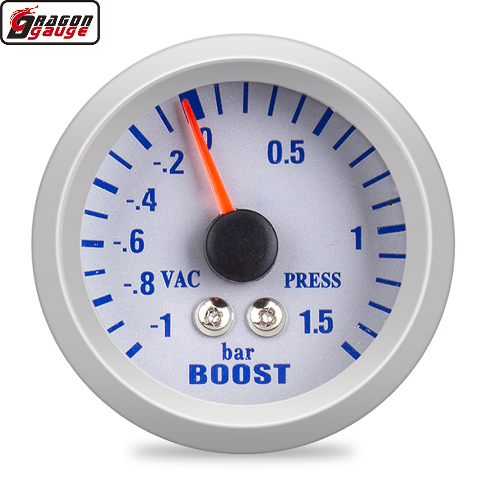 Dragon 52mm 2 Inch Auto Car Turbo Boost -1~2 Bar Gauge Clock Turbin Blue Backlight Vac Press Instrument Mete