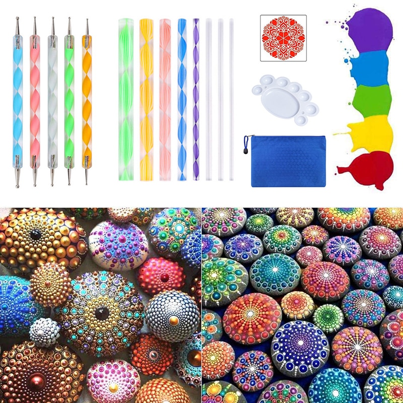 Multi Pieces Mandala Dotting Tools for Painting Rocks Acrylic Rods Double Sided Dotting Tools Mandala Stencils Art Craft Kit