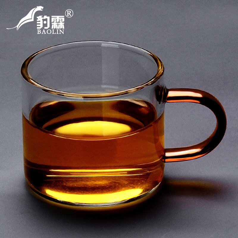 Cute Tea Cup Luxury Modern Transparent Portable Chinese Glass Tea Cup Handmade Kubek Do Herbaty Teaware 50: orange handle