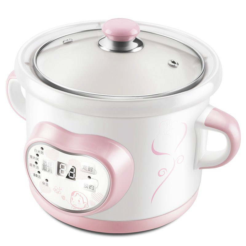 220V 150w 1L Ceramic liner mini electric cooker bb porridge Appointment timing insulation Slow cooker 1-2 people use