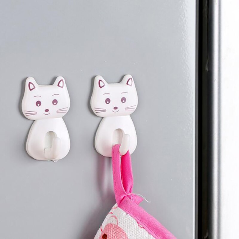 3 Stuks Zelfklevende Muur Decor Haken Leuke Cartoon Kat Deur Haken Duurzaam Voor Keuken Lepel Diversen Hanger Bathroon Handdoek haak