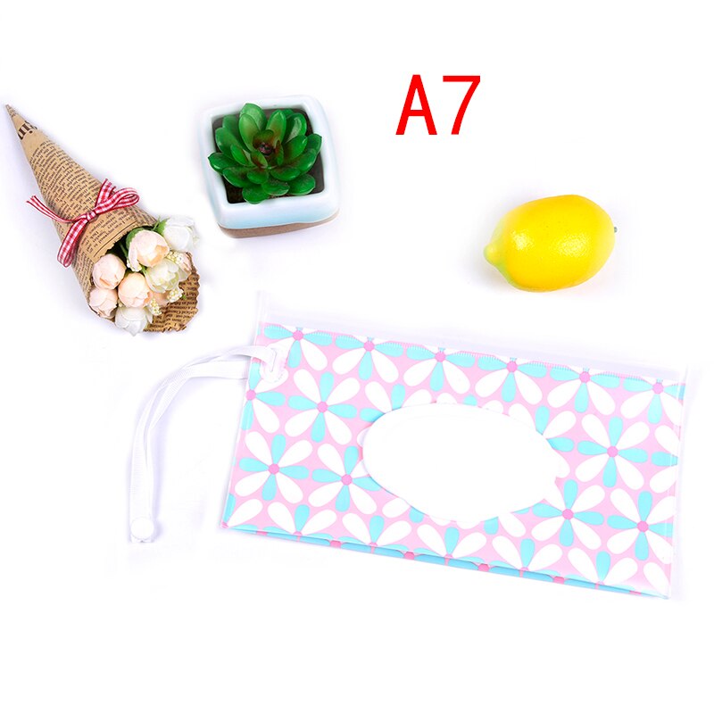 1PC Eco-Friendly Baby Wipes Box Wet Wipe Box Cleaning Wipes Carrying Bag Clamshell Snap Strap Wipe Container Case: A7