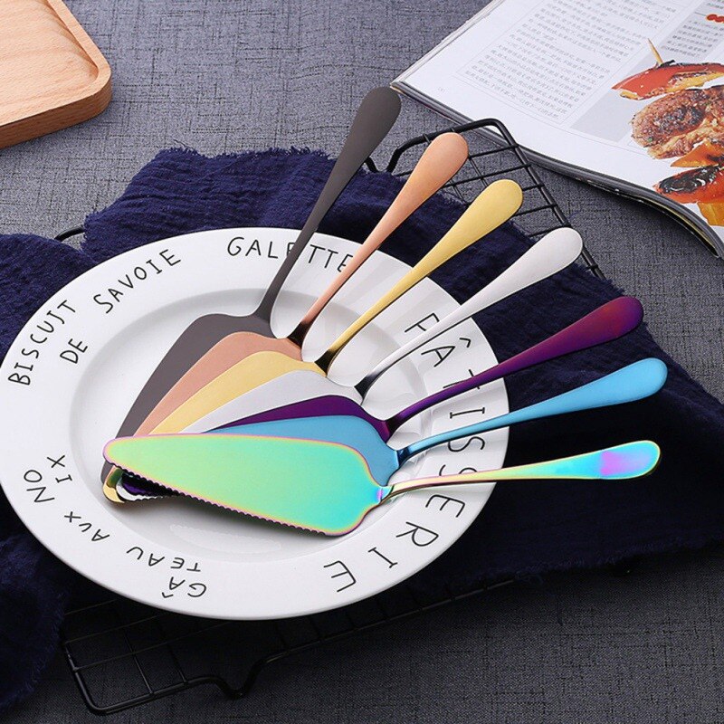 Colorful Stainless Steel Serrated Edge Cake Server Blade Cutter Pie Pizza Shovel Cake Spatula Baking Tool 1pc