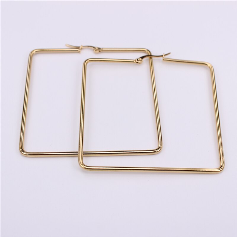 Exagération Simple 60mm 68mm populaire carré en acier inoxydable boucles d'oreilles spécial de bal SL77