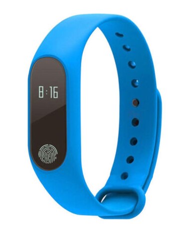 Bluetooth siliconen smartwatch voor dames en heren, hartslagmeter, fitness, slaaptracker, armband, horloge, waterdichte polsband: Blauw