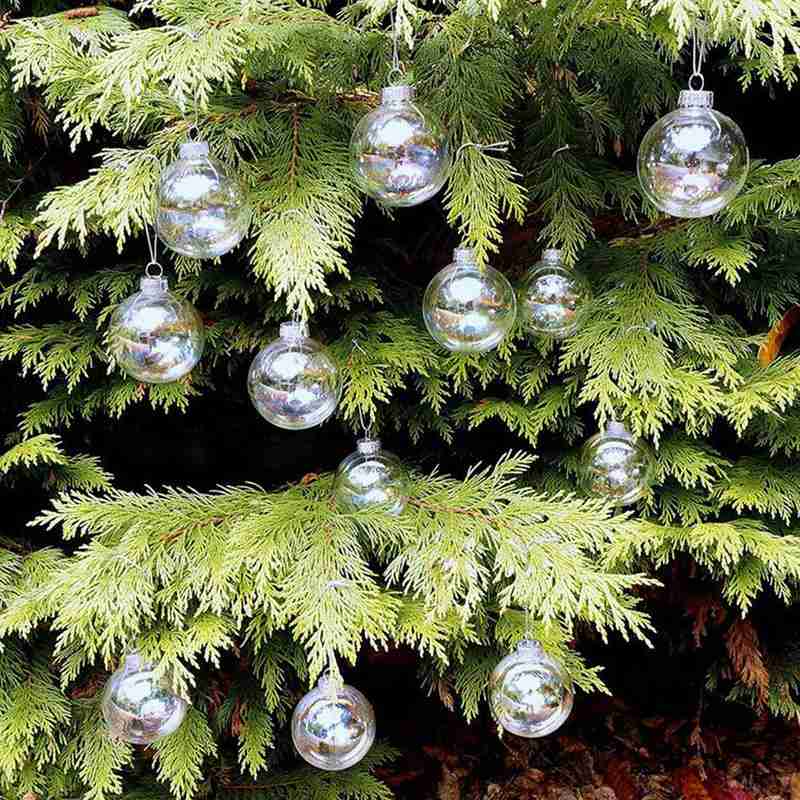 År gennemsigtig glas julekugle hængende iriserende kugle kugler sfære jul vedhæng dekoration til træ