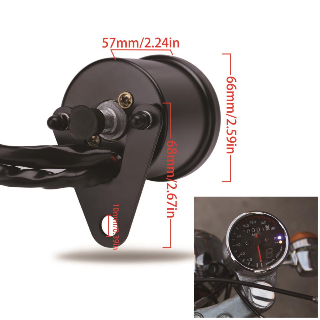 Motorrad Tachometer Geschwindigkeitsmesser Universal- hinterleuchtet Dual Kilometerzähler Geschwindigkeit Messgerät LEDBacklight Scheinwerfer Blinker Anzeige KMH