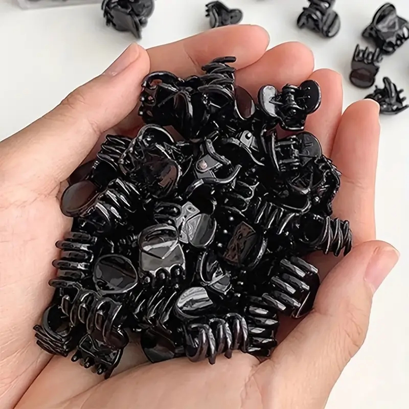 Pinzas en forma de garra para el pelo pequeñas de 1,5 cm para mujeres y niñas, Mini Clips coreanos de plástico transparente negro, horquilla, accesorios para peinados para niños