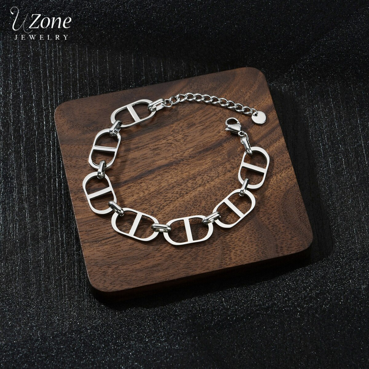 UZone Edelstahl Geometrie Stahl Farbe Ketten Sperren Armbinde Für Frauen Couper Valentinstag Schmuck