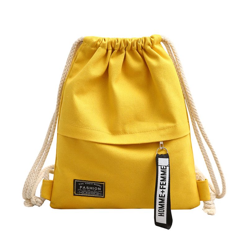 School Gym Drawstring Bag Cinch Sack Canvas Storage Pack Rucksack Backpack Pouch: Yellow