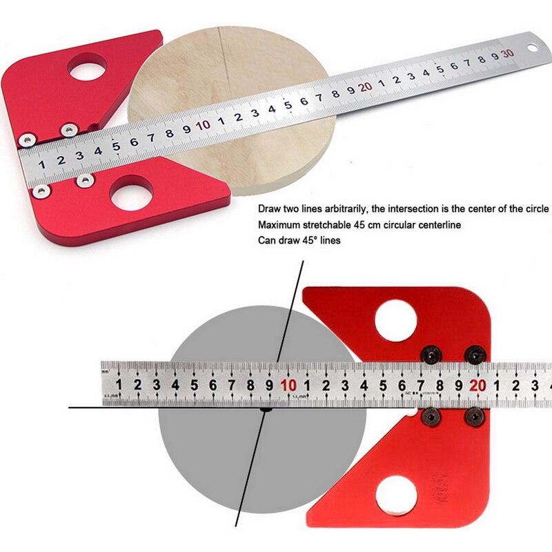 45 Graden Center Scribe Plein Center Lijn Meetinstrument Aluminium Center Finder Lijn Gauge Metric/ Inch