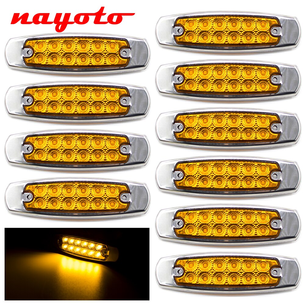 10pcs 12 LED 12V 24V Car LED Side Marker Lights Indicator Lamp Truck Trailer Lorry Caravan Bus Van Boat RV Pickup Waterproof