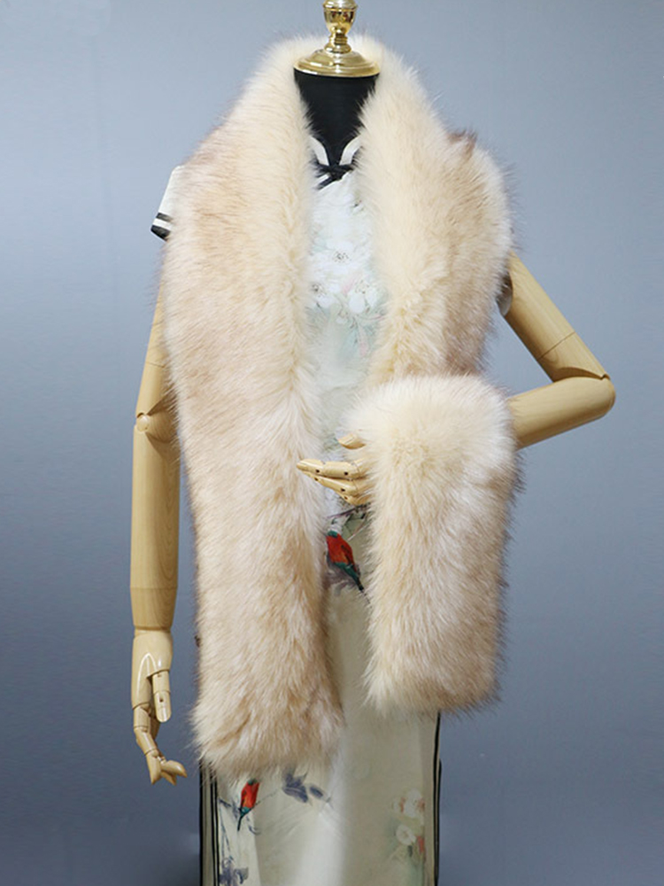 180cm Super Long Faux Fox Fur Scarf Autumn Winter Women Scarf Cosplay Warm Fluffy Shawl Wrap Luxury Scarf: Silver