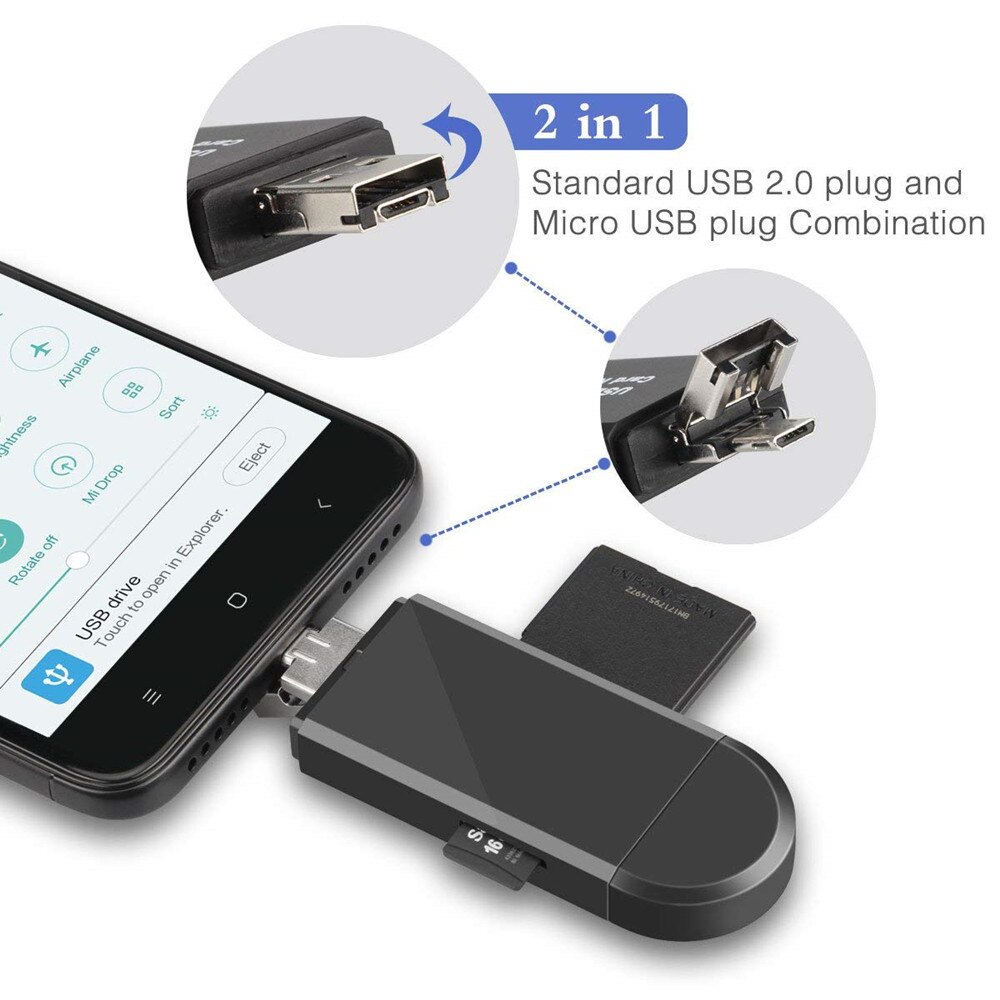 3 In 1 Micro USB naar USB Type C OTG Card Adapter USB 2.0 Memory Card Reader Voor SDXC, SDHC, SD, Micro SD, Micro SDXC, Micro SDHC