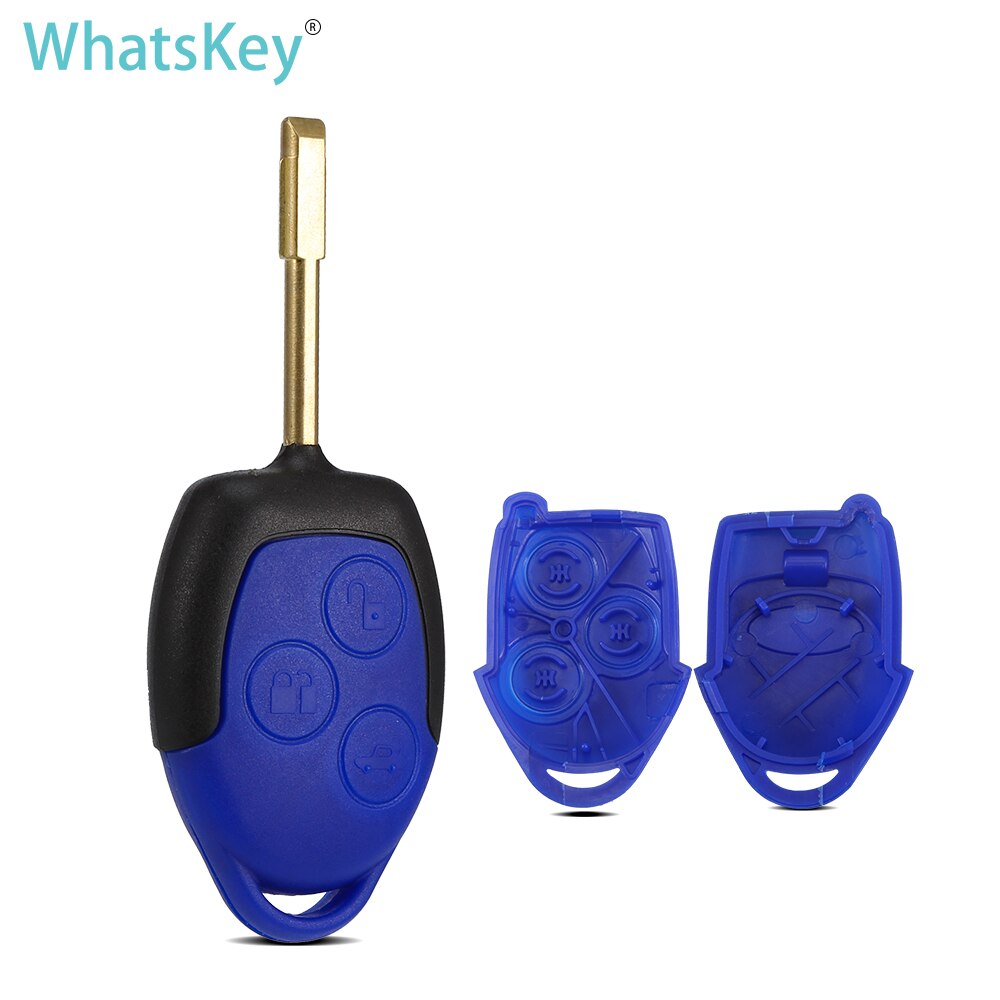 Whatskey 3 Knop Voor Ford Transit Connect Set Afstandsbediening Autosleutel Shell Vervanging Blauw Auto Key Case Cover Fob Ongecensureerd blade FO21