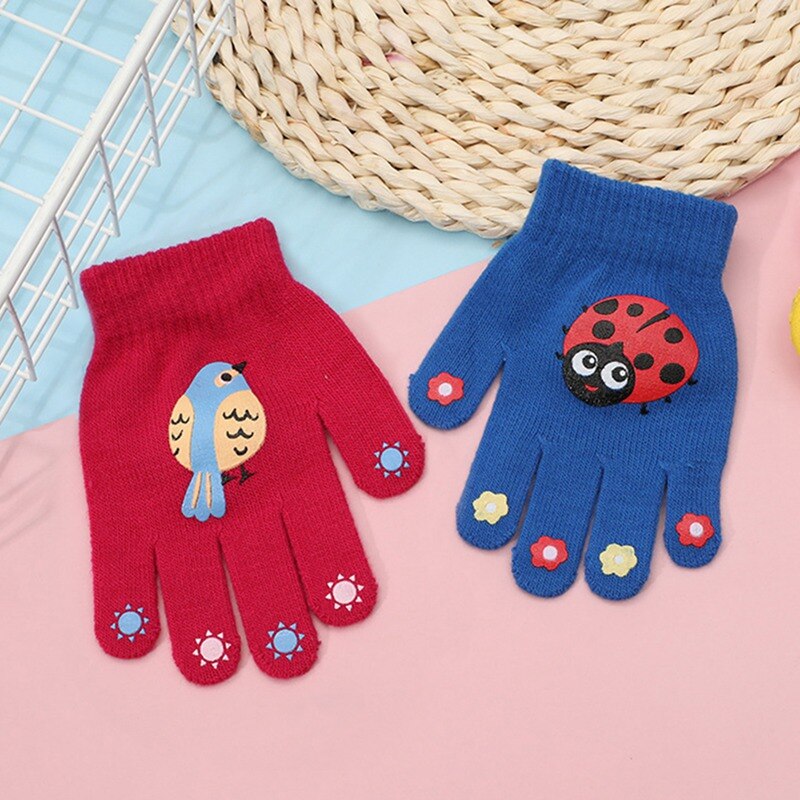 4-7 jahre Kinder Handschuhe Mädchen Junge Winter Warme Baby Gestrickte Handschuhe Finger Kid Mädchen Warmen Samt Dicke Winter handschuhe Für Junge