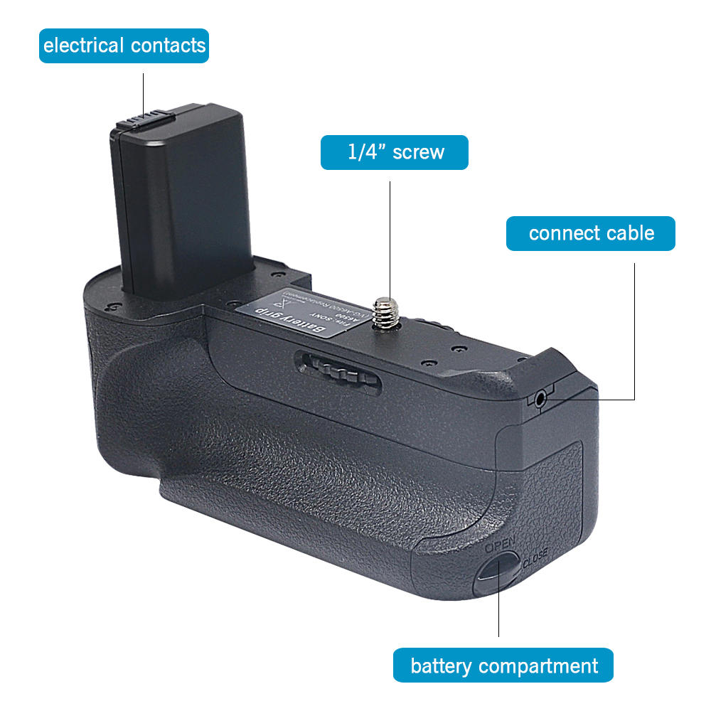 Mcoplus BG-A6500 Vertical Battery Hand Grip for Sony A6500 Camera work with 1 or 2 NP-FW50 battery