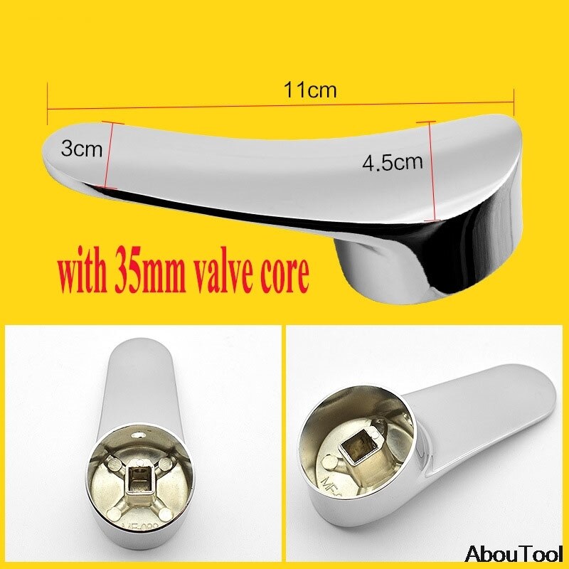 Badeværelse udskiftning armatur håndtag forkromet haner tilbehør til 35mm/40mm patron spole vandhane enkelt metal håndtag: 35mm stil 4