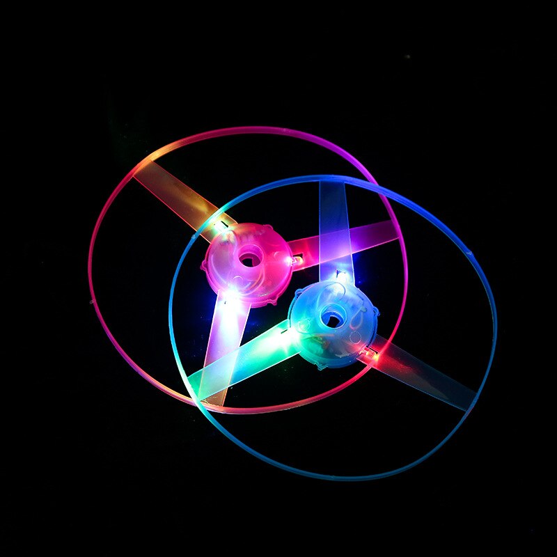 1PC Funny Spinning Flyer Luminous Flying UFO LED Light Handle Flash Flying Toys for Kids Outdoor Game Color Random For Kid