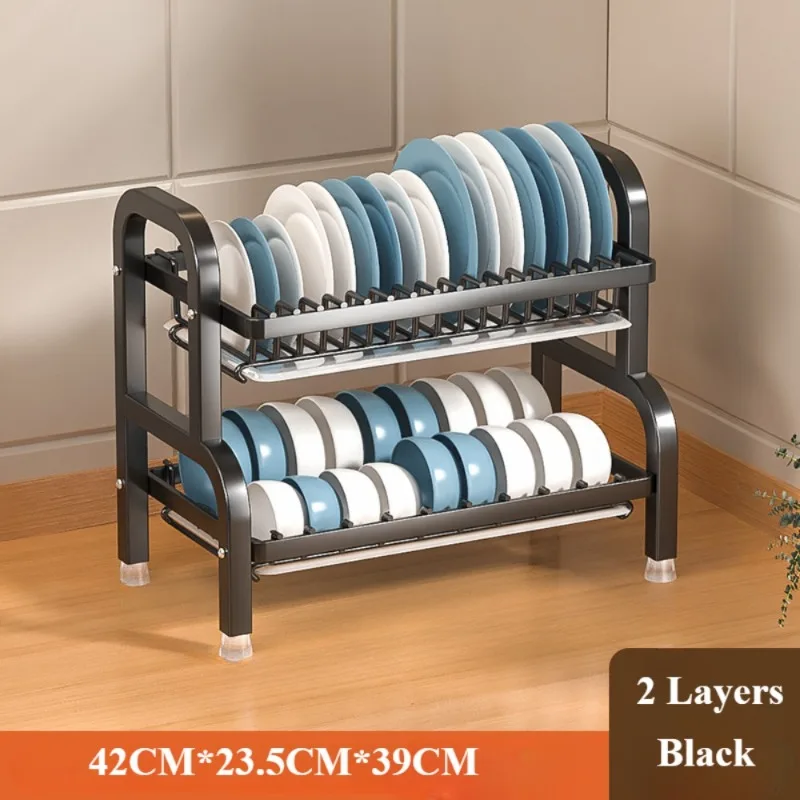 Vaccage de la vaisselle T1 Étagères à bols, Rangement d'ustensiles de cuisine multicouche, Ensemble de proximité à l'intérieur, Grand ensemble antirouille, Ininer de proximité de la vaisselle avec porte-ustensiles: Gris clair