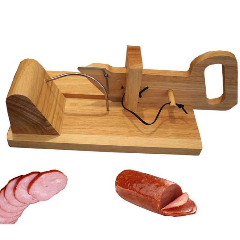Wurst Cutter-Rustikalen Holz und Edelstahl Klinge für Schneiden und Hacken Aromen, pepperoni & Mehr Getrocknete Fleisch