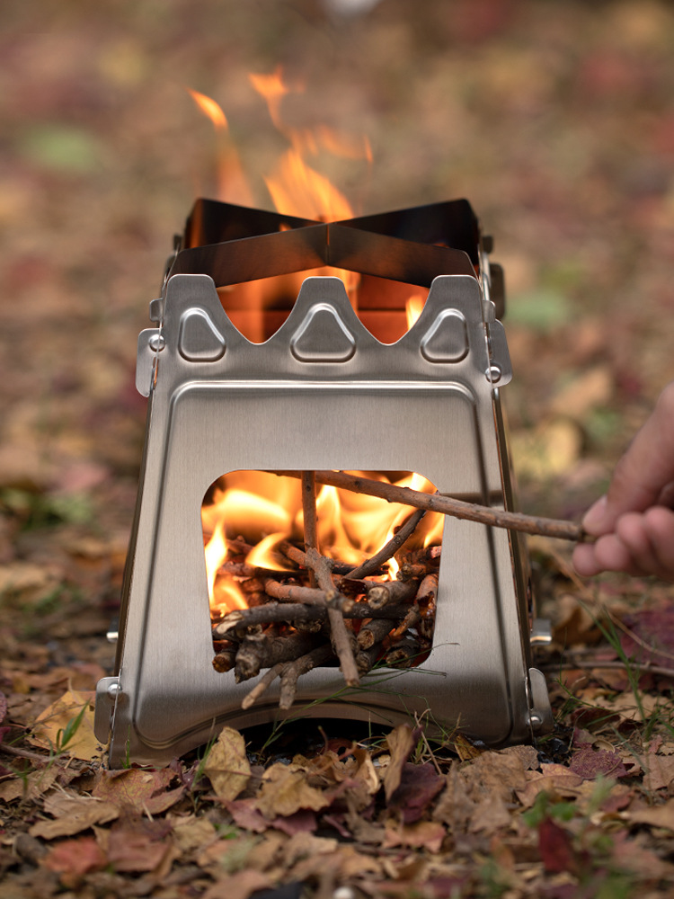 Camping vedkamin bärbar rostfri brinnande lättviktig stelnad spritkök utomhus camping matlagning grill picknick