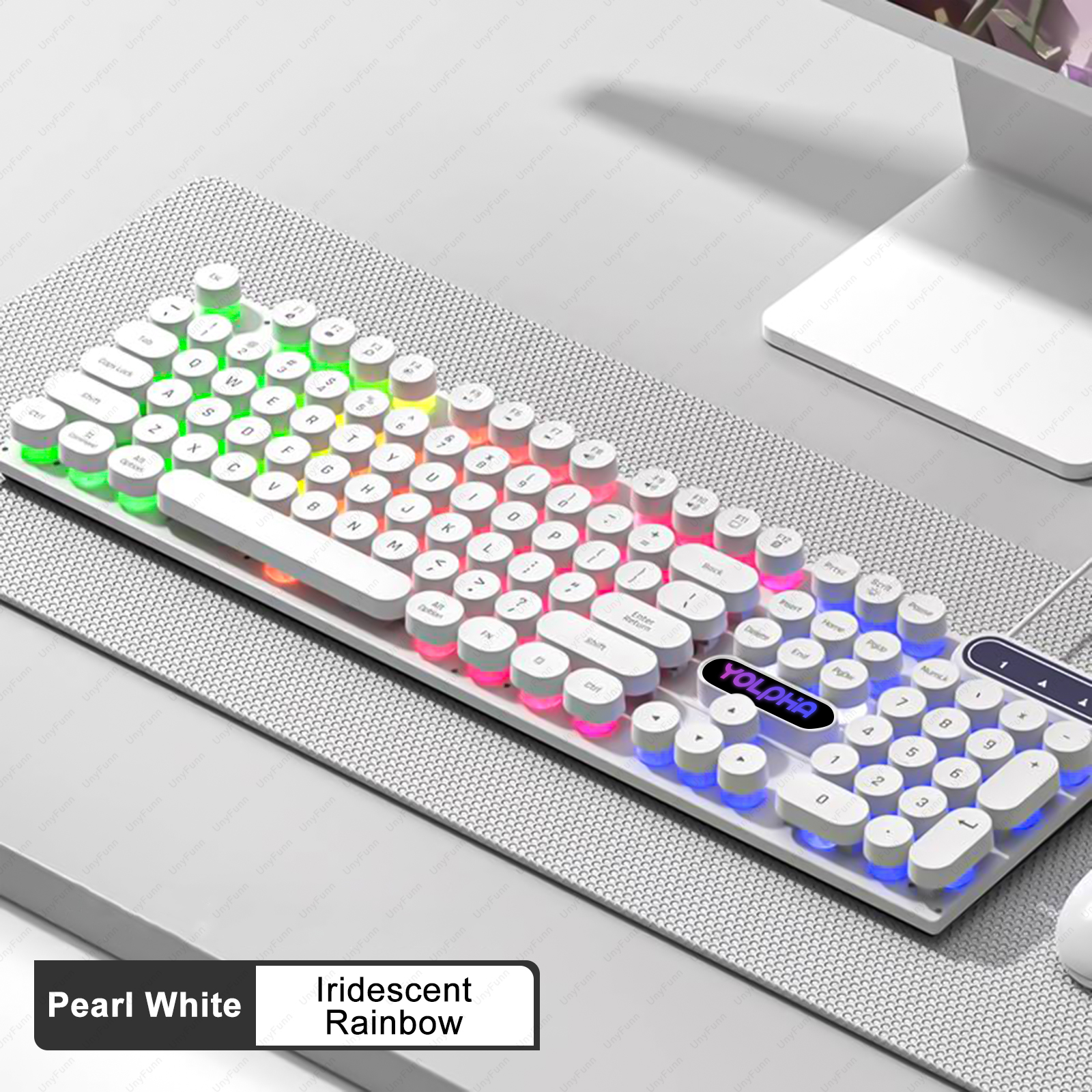 104Keys Wired Keyboard with RGB Backlit Breathing Light Gaming Wired Ergonomic Keyboard for Computer Laptop for PC Gamer Office: WHITE