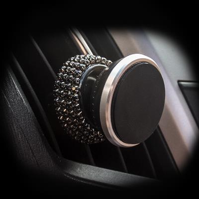 Diamant Kristal Auto Telefoon Houder Magnetische Air Vent Mount Mobiele Telefoon Stand Magneet Ondersteuning Mobiele in Auto GPS Voor iPhone samsung: black
