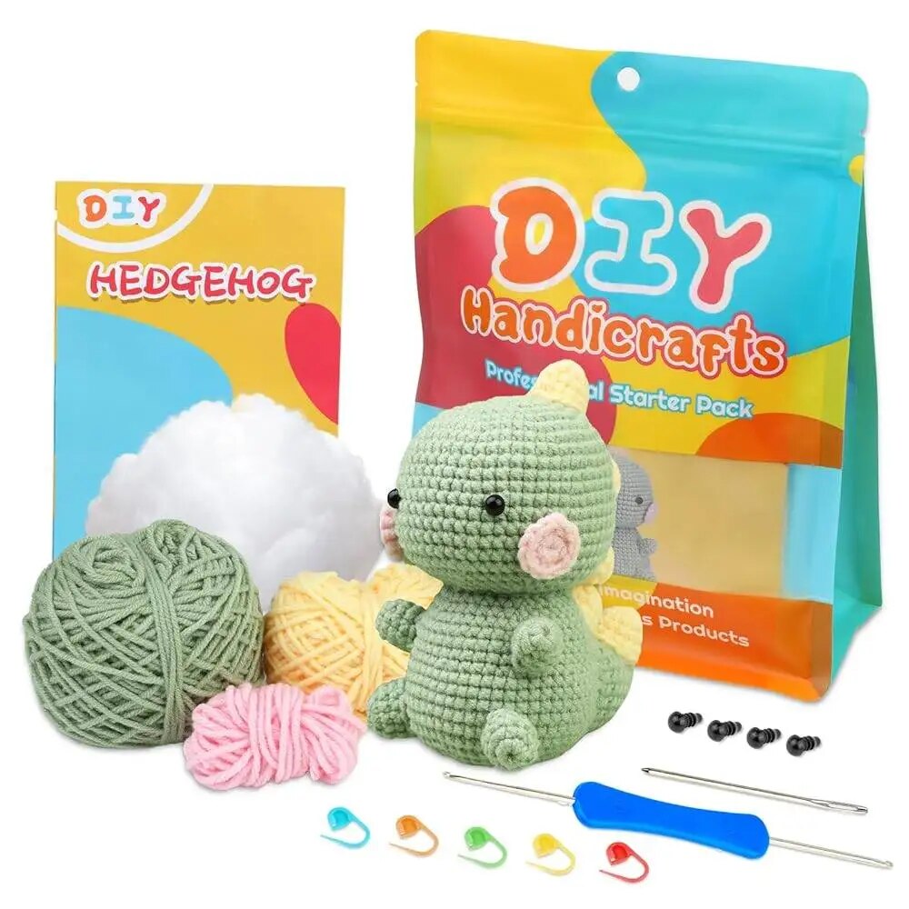 BUDDUR-Kit de tejer de ganchillo con hilo de algodón e instrucciones para tejido de tela, paquete de materiales no acabados DIY: Gris claro