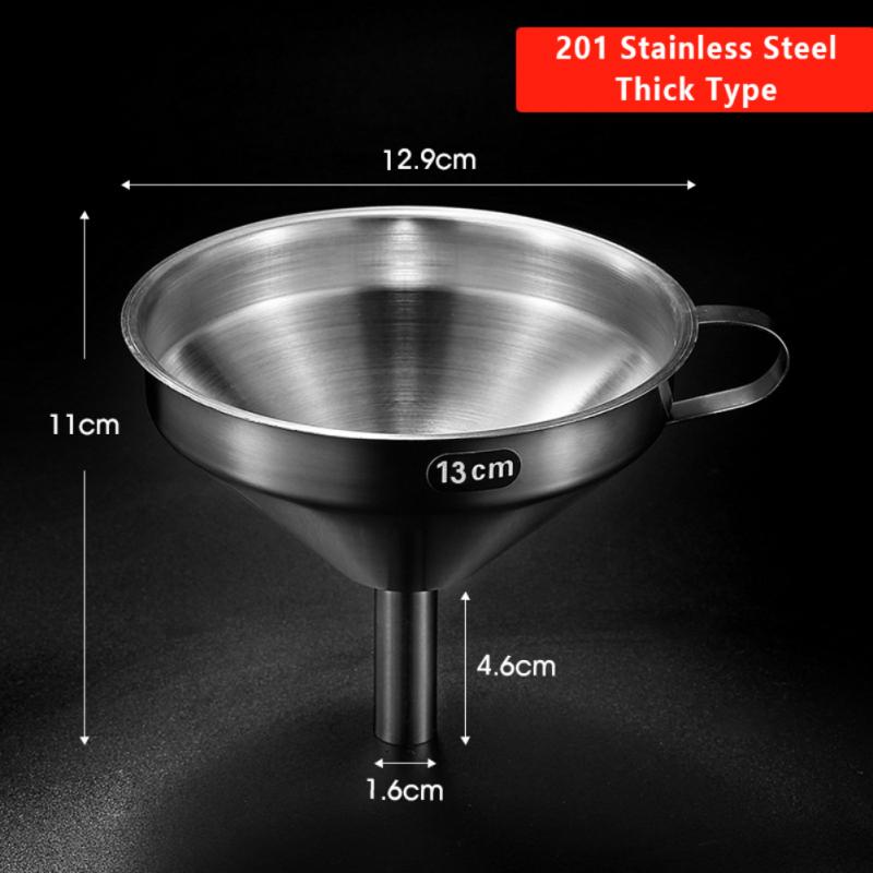 Embudo de cocina de acero inoxidable de tolva para líquidos Metal embudo Filtro de embudo de boquilla para Canning casa herramientas de cocina: E