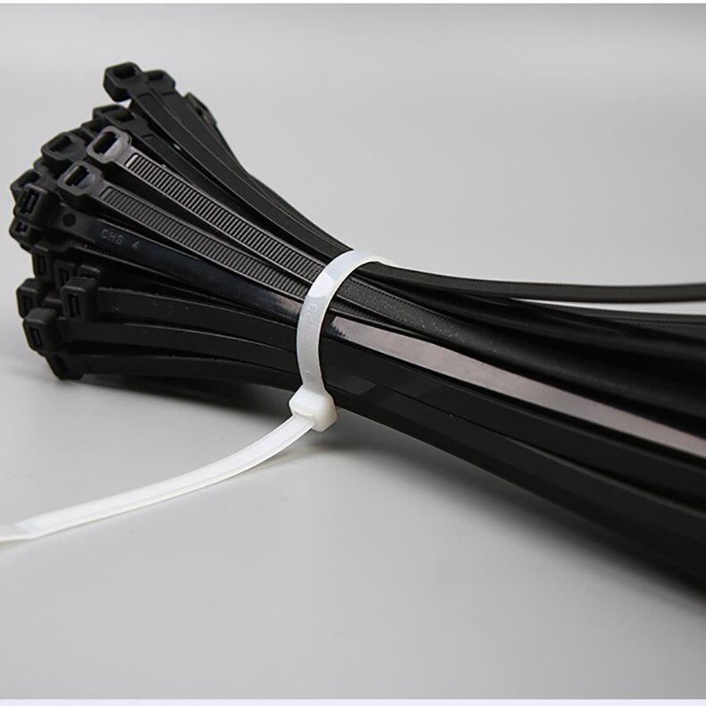 Selvlåsende plastik nylonbinder 100 stk sort 4 x 150 kabelbinder fastgørelsesring 3 x 200 kabelbinder lynlås omslag strop nylon kabelbinder