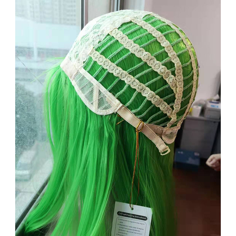 Msiwigs lang bølget grøn ombre cosplay parykker to tone med pandehår kvinder syntetiske midterste del parykker til kvinder