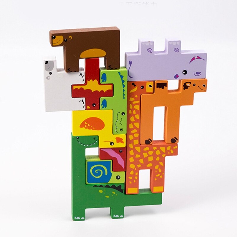 3D Dier Puzzels Kubus Houten Speelgoed Baby Houten Educatief Speelgoed Jigsaw Voor Kind