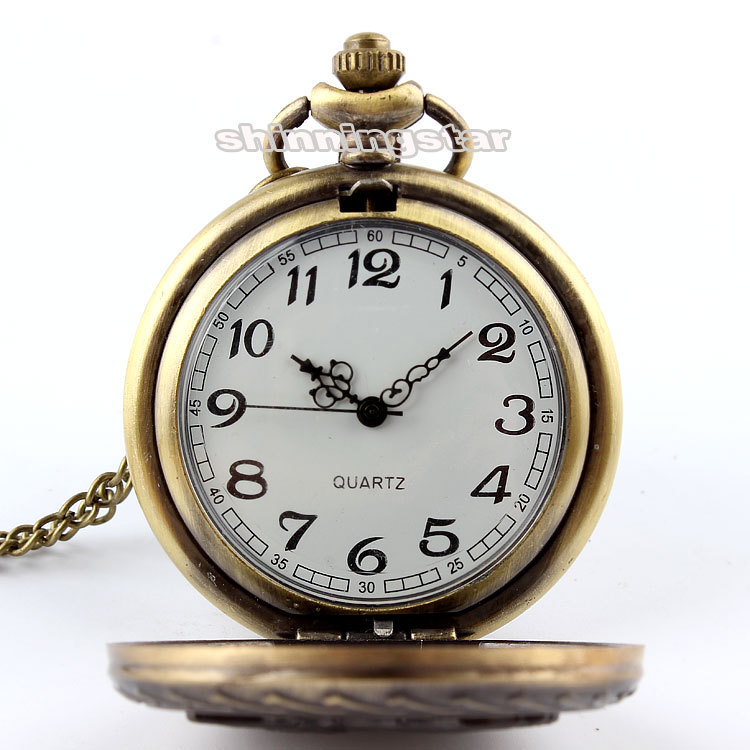 Brons Vintage Eagle fob horloges Hanger Ketting Quartz zakhorloge Mens Womens Relogio De Bolso