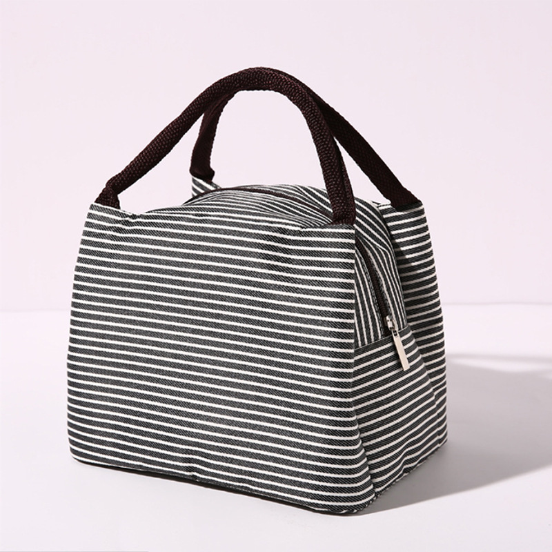 Stripe Women's Kids Lunch Bags Waterproof Insulated Picnic Foods Storage Container Handbag Thermal Lunch Box Cooler Bags: Gold