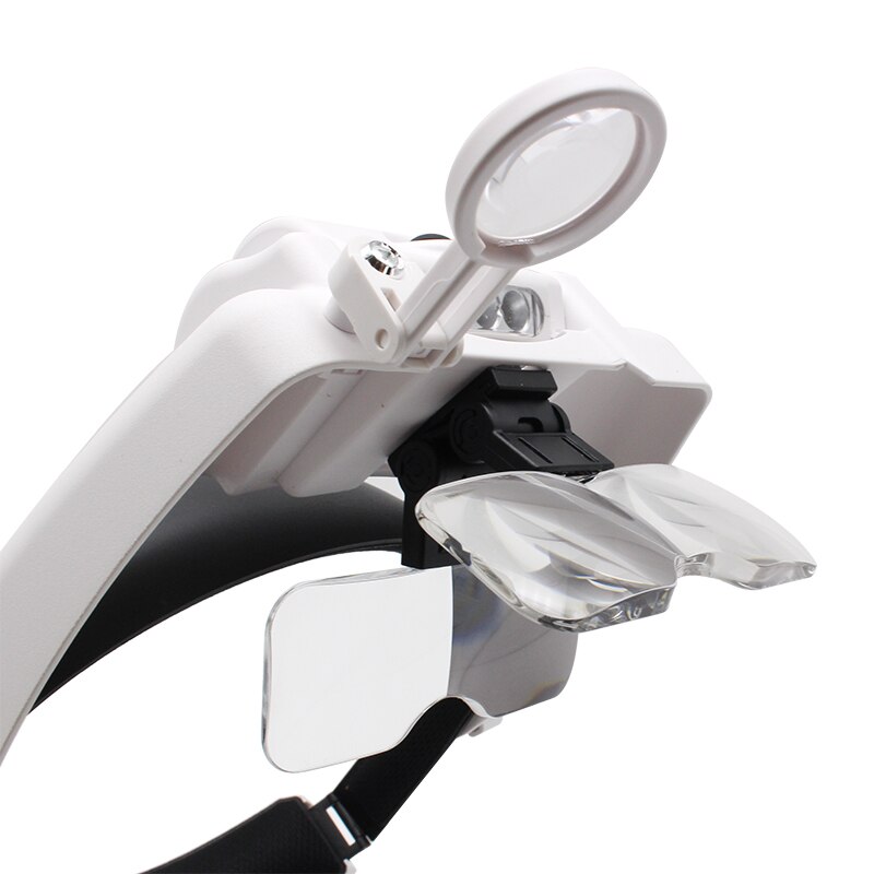 Lupa iluminada con diadema, gafas de aumento de soldadura de reparación recargable, lentes intercambiables, lupa de tercera mano para soldar