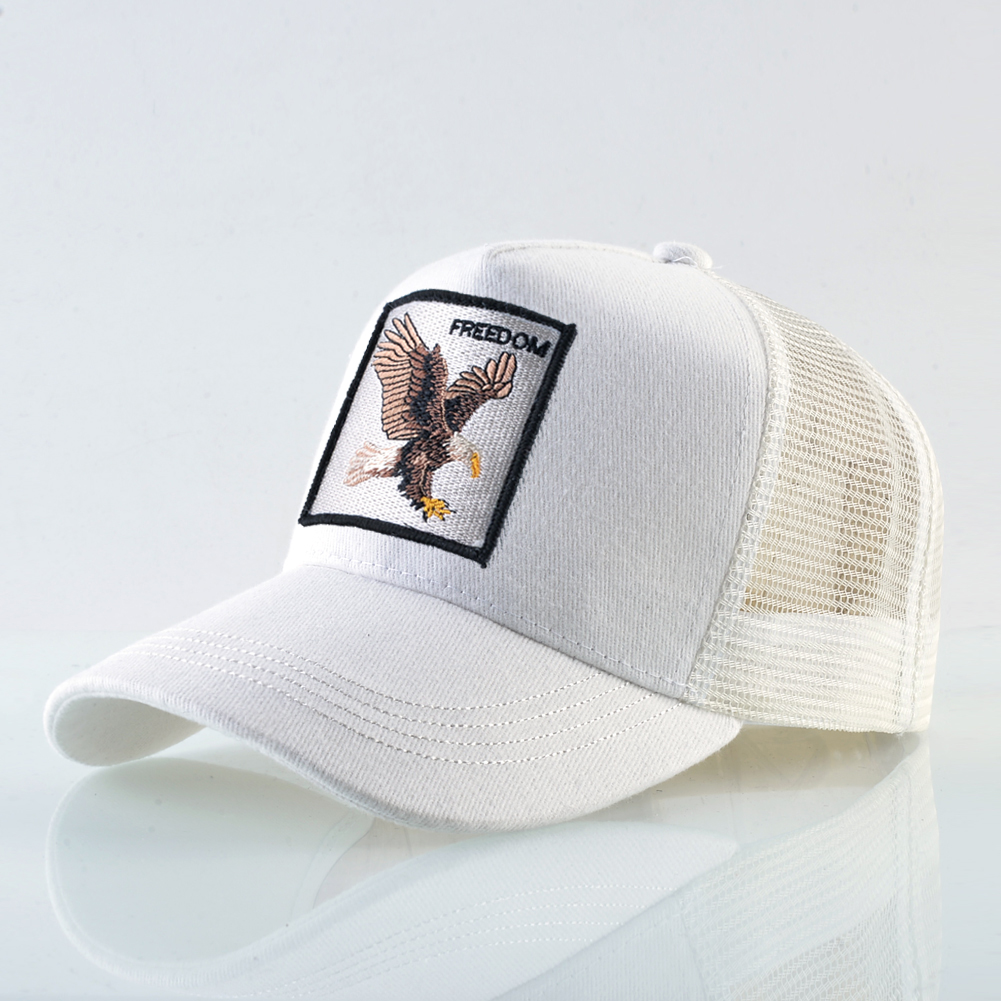 Czapki z daszkiem orzeł haft czapki hip-hopowe mężczyźni Snapback oddychająca siateczka kości moda Streetwear czapka typu Trucker kobiety: Niebieski
