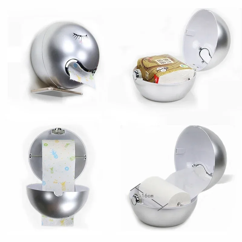 Wall Mounted Roll Paper Holder, Waterproof Paper Towel Holder for Kitchen Bathroom Toilet, Spherical Tissue Boxes,
