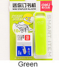 Mini Stapler set Staples Mini style candy color stapler grampeador kawaii stationery office material school supplies: Green