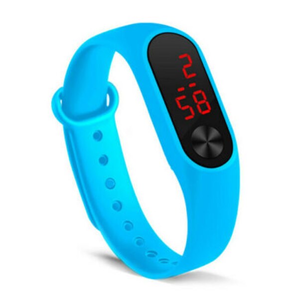 Silicone LED Display Waterproof Watch Digital Wristwatch Kids Students LXH: Sky Blue