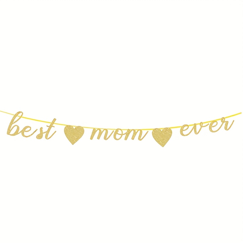 Banner de dia das mães, ouro rosa, decorações de dia das mães, suprimentos, formato de coração, ornamento pendurado, decoração de feliz dia das mães: Branco