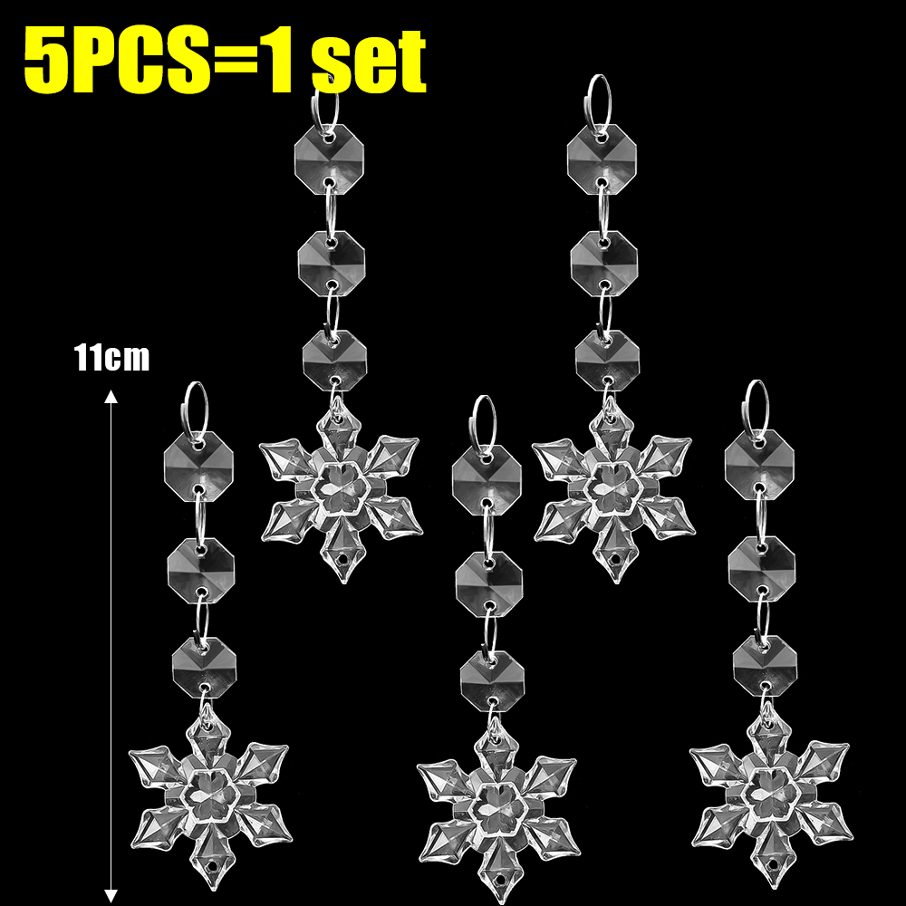 5-48 Stuks Kerst Ornamenten Kristal Boom Decoraties Transparante Ijs Strip Hanger DIY Teardrop Kroonluchter Kerst Bruiloft Kralen: M / Fluorescentie Geel