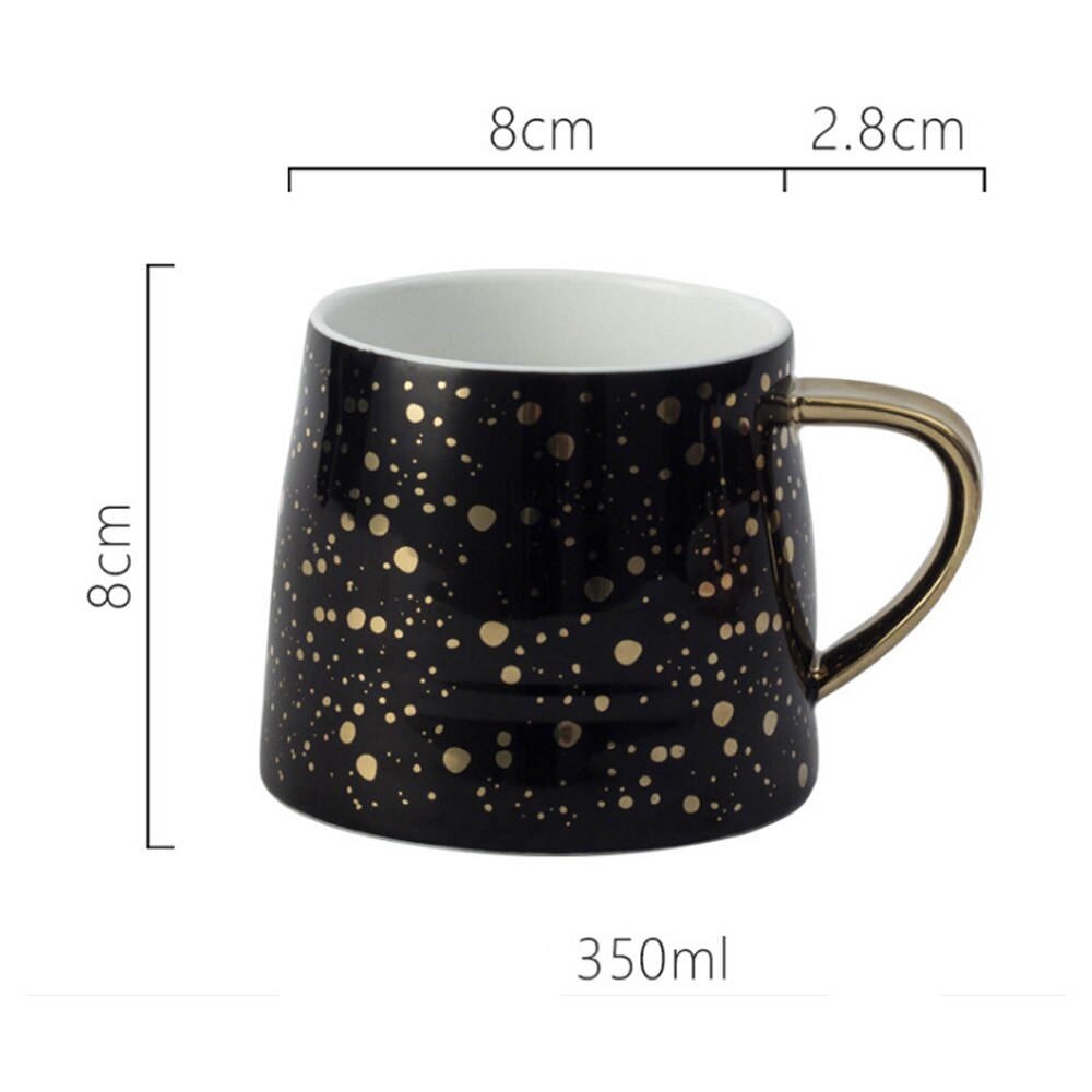 Ceramic Coffee Mug Milk Cup Drinkware Starry Sky Pattern Teacup Simple Mugs pink black white cup: black