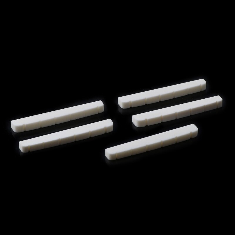 5 Pieces Curved Unbleached Slotted Bone Nut Flat Bottom For Strat T8NC