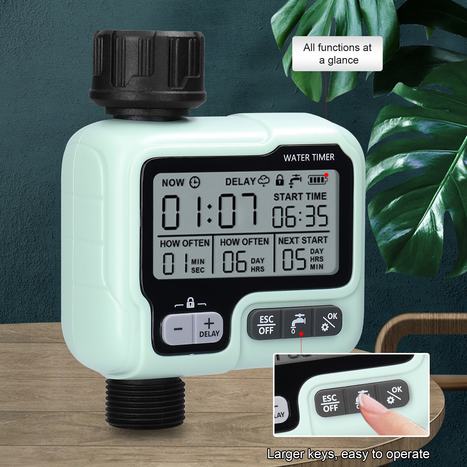 Watering Timer Automatic Irrigator Controller Home Garden Delayed Watering Automatic Drip Irrigation System IPX5 Waterproof