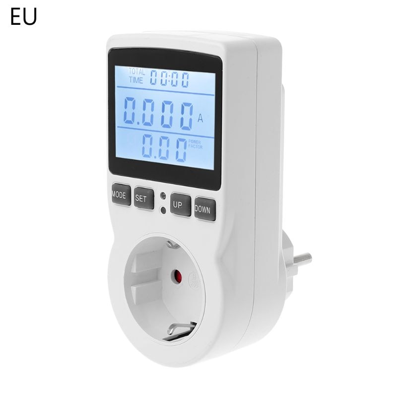 Digital effektmåler stikkontakt eu-stik energimåler strøm spænding watt elektricitetsmåling skærm monitor analysator ele