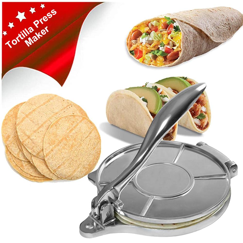 Prensa para tortillas de aluminio pesado, utensilio plegable para hornear, accesorios de cocina, herramientas para Tartas, Plata
