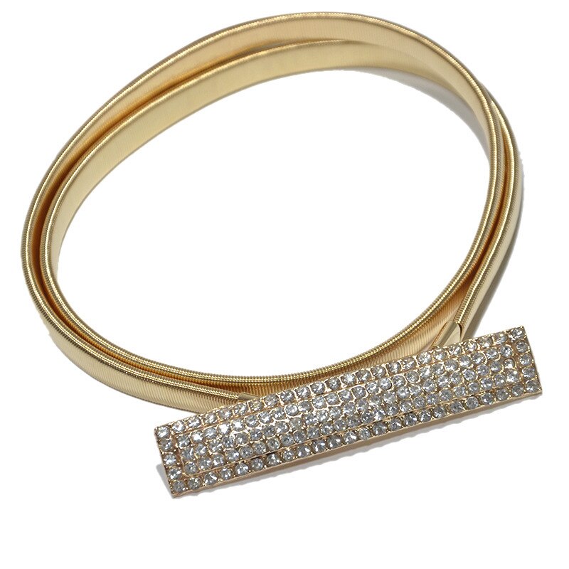 Womens Elastic Metal Waist Belts Women Silver Gold Chain Belts Female Heart Buckle Belts For Ladies Dresses: block