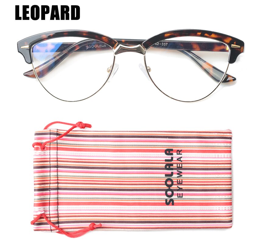 SOOLALA ojo de gato Semi-Rimless Anti luz azul filtro gafas marco mujeres azul claro bloqueo Anti radiación gafas de ordenador: Leopard